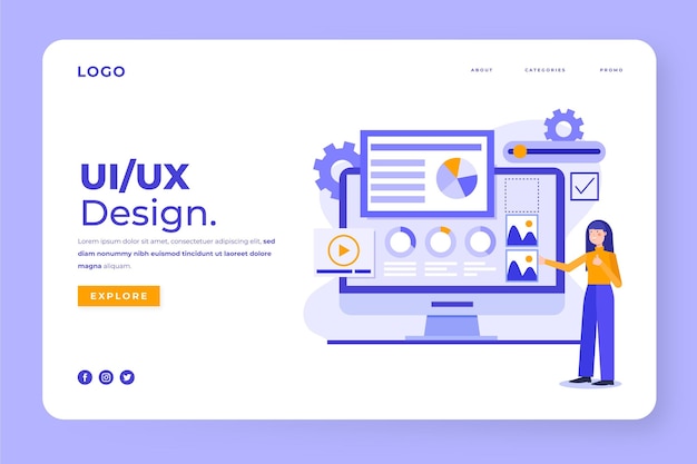 Flat ui/ux landing page