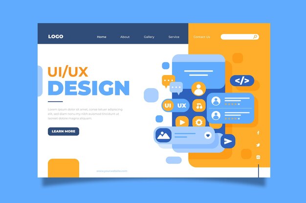 플랫 ui/ux 랜딩 페이지