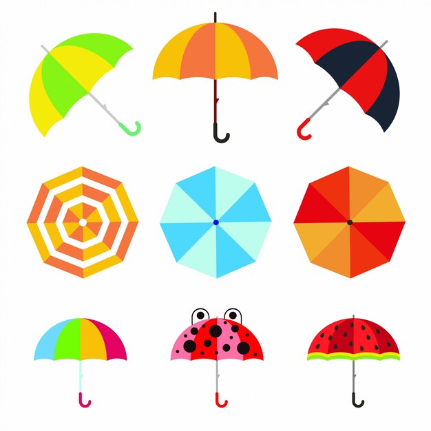 Flat umbrellas set