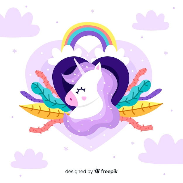 Free vector flat unicorn background