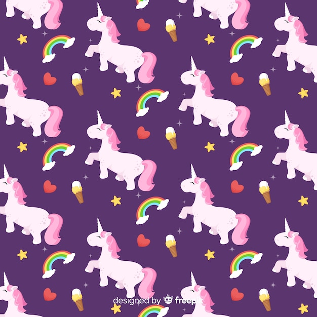 Free vector flat unicorn pattern