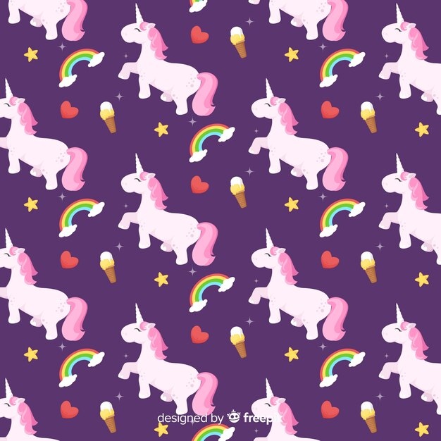 Flat unicorn pattern 