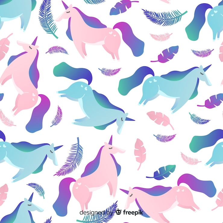 Free Vector flat unicorn pattern
