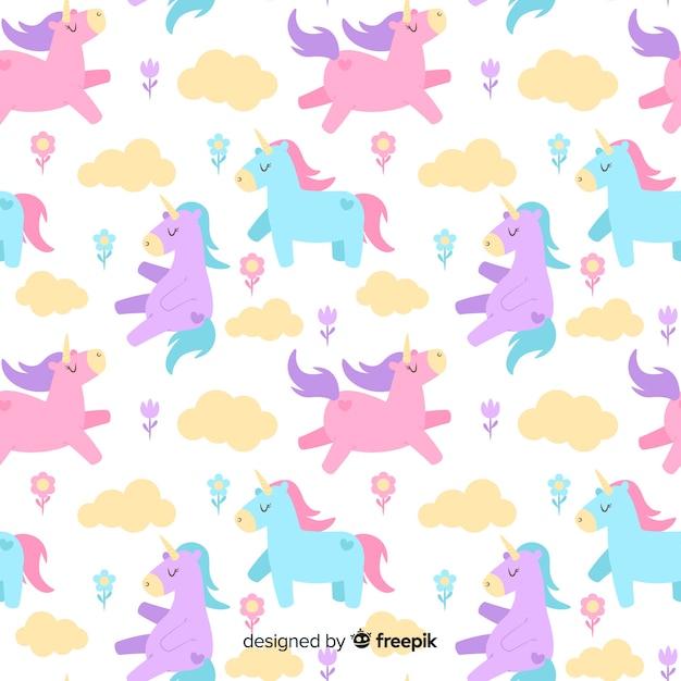 Free vector flat unicorn pattern