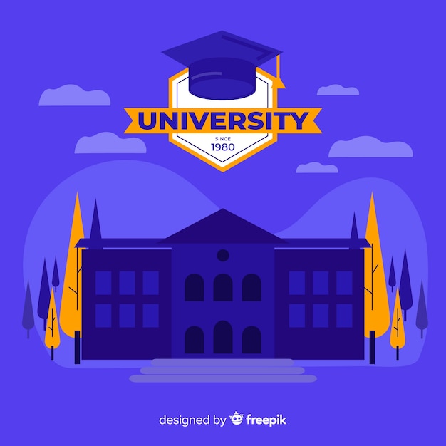 Flat University Building Background Free Vector Download