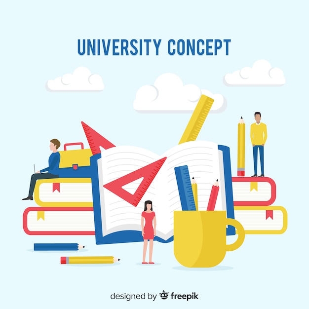 Flat university concept with school elements