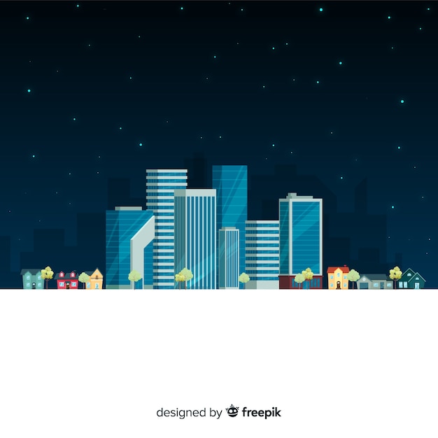 Free vector flat urban landscape with office buildings