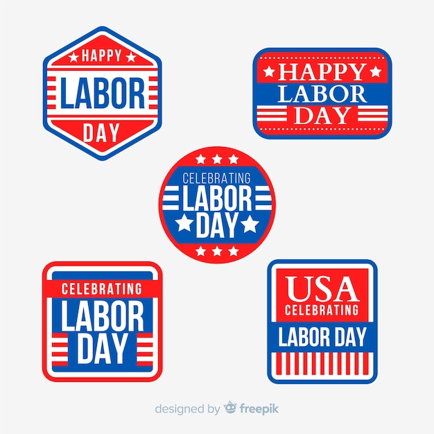 Free vector flat usa labor day badges