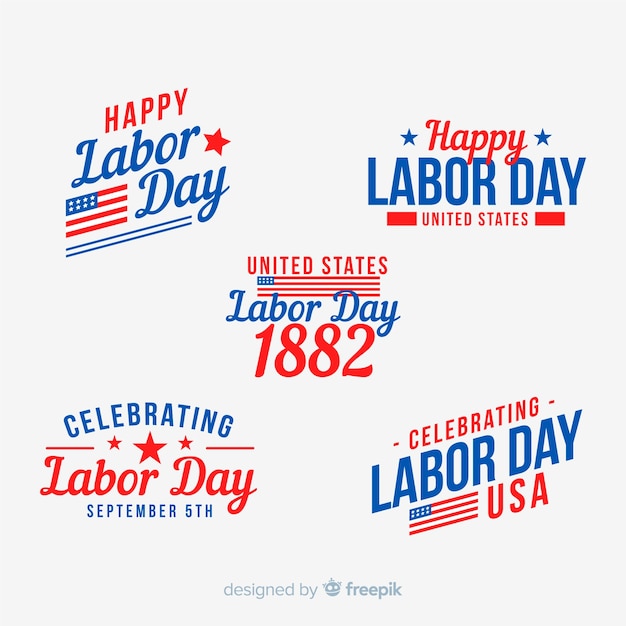 Flat usa labor day badges