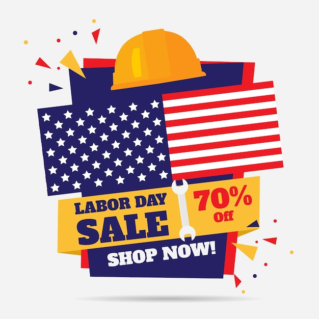 Free vector flat usa labor day sale illustration