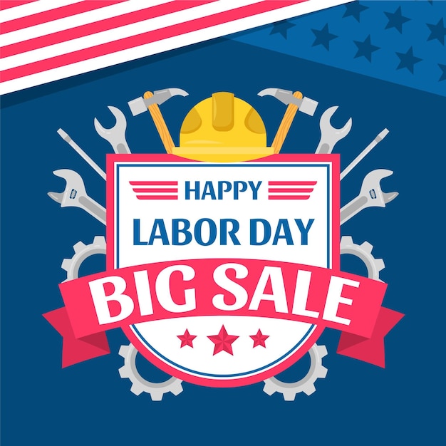 Flat usa labor day sale illustration