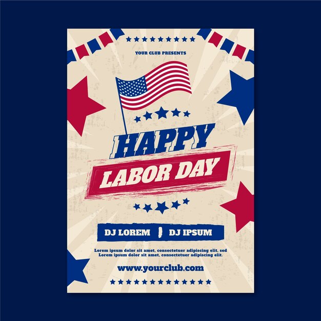 Flat usa labor day vertical flyer template