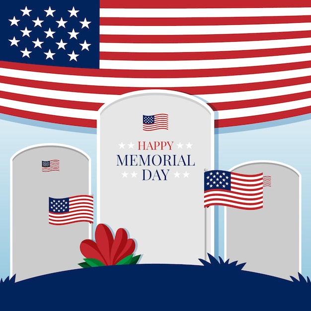 Flat usa memorial day illustration