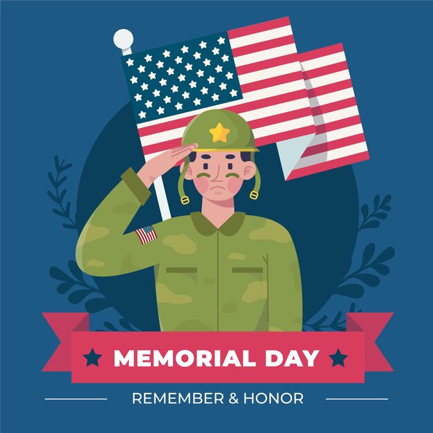 Flat usa memorial day illustration