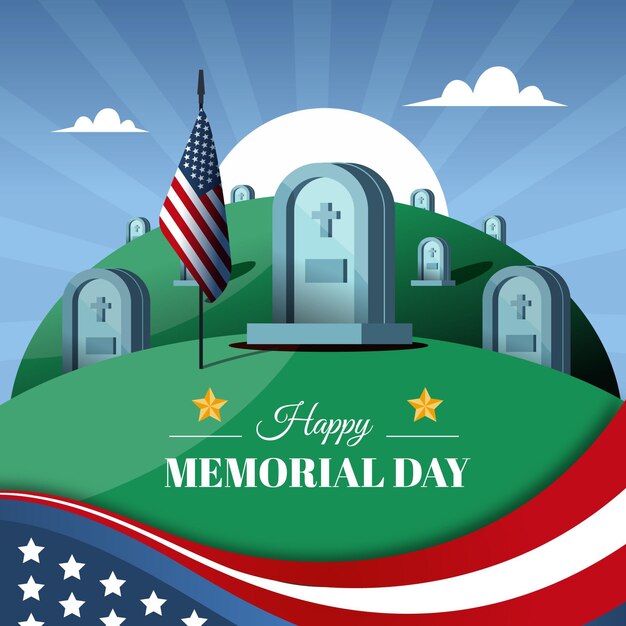 Free vector flat usa memorial day illustration