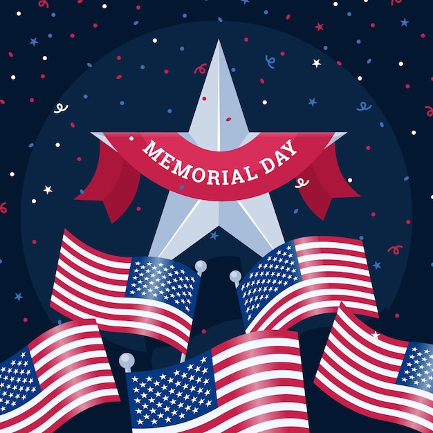 Free vector flat usa memorial day illustration