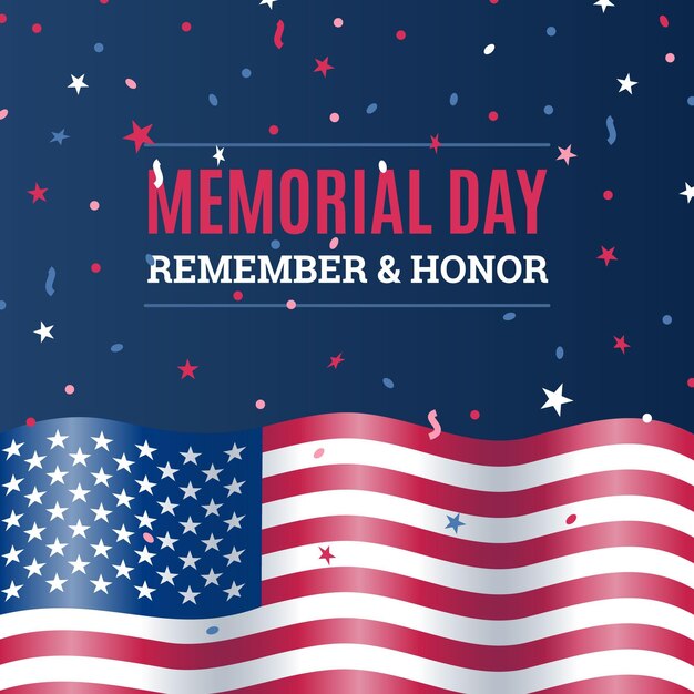 Free vector flat usa memorial day illustration