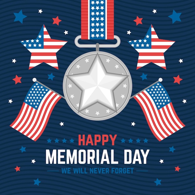 Free vector flat usa memorial day illustration