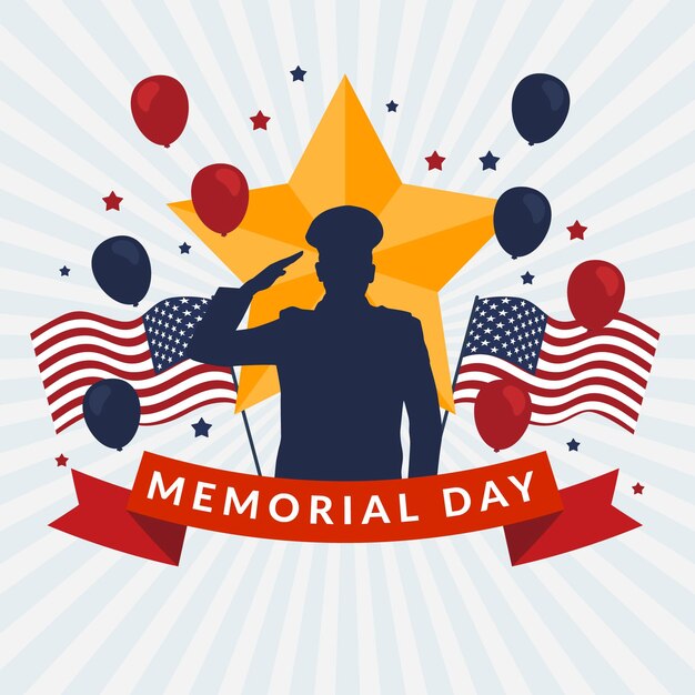 Free vector flat usa memorial day illustration