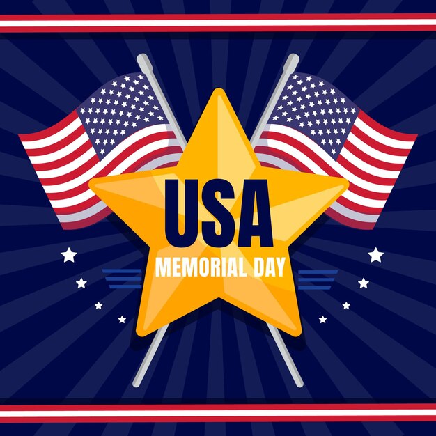 Flat usa memorial day illustration