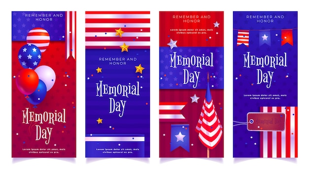Flat usa memorial day instagram stories collection