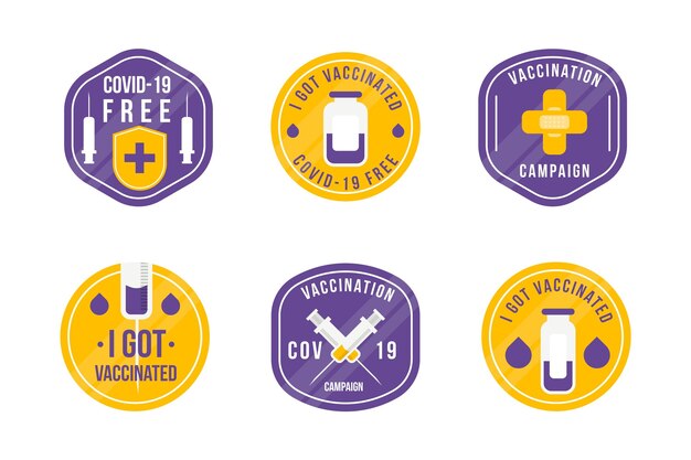Flat vaccination campaign badge collection