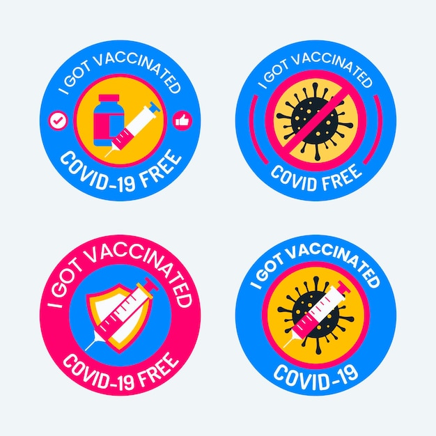 Flat vaccination campaign badge collection