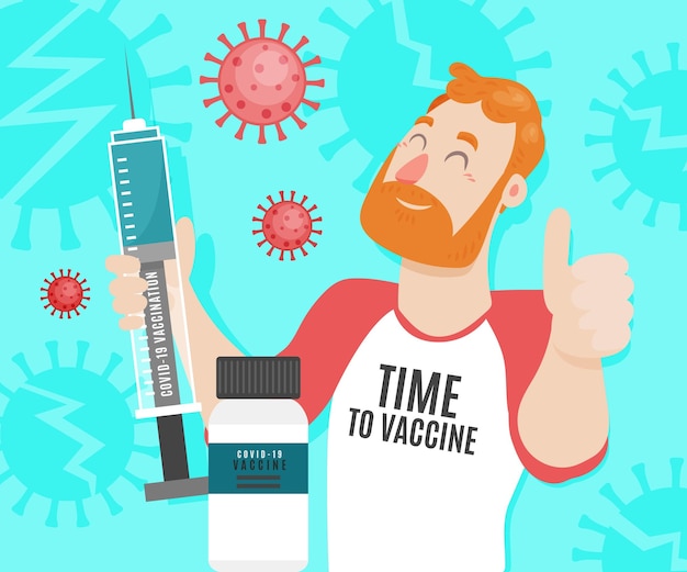 Flat vaccination campaign illustration