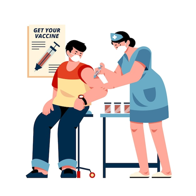 Flat vaccination campaign illustration