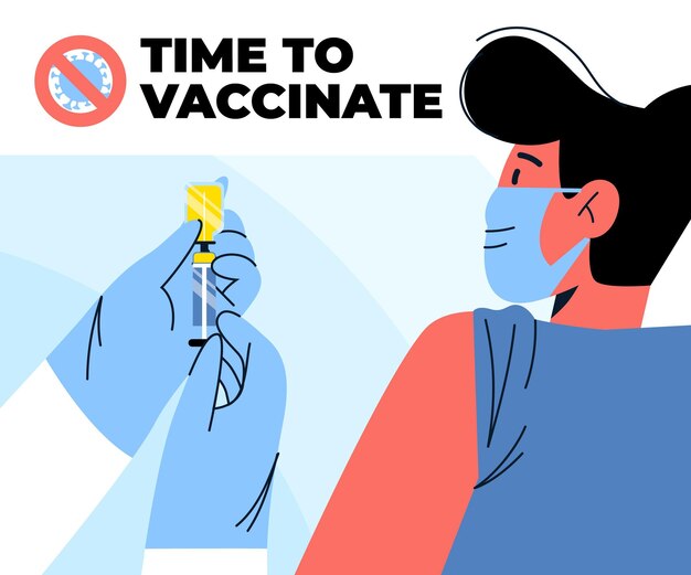 Плоская иллюстрация кампании вакцинации