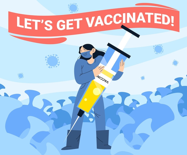 Free Vector flat vaccination campaign with syringe