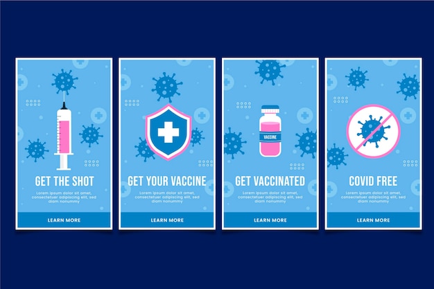 Free vector flat vaccination instagram stories set