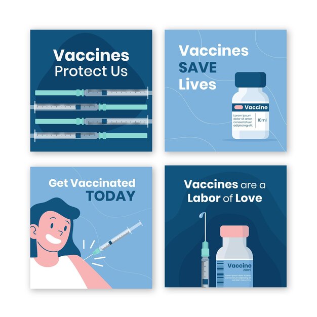 Flat vaccine instagram post pack