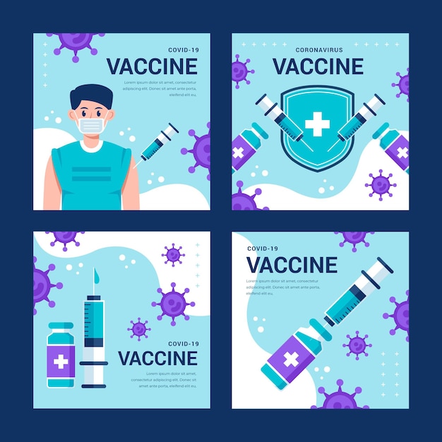 Flat vaccine instagram posts collection