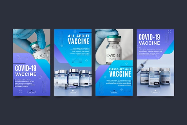 Free vector flat vaccine instagram stories set