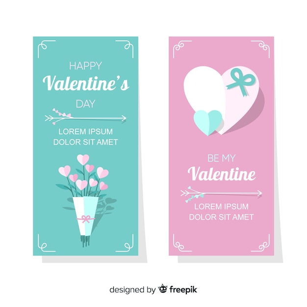 Banner di san valentino piatto