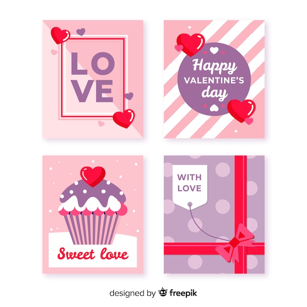 Flat valentine card collection