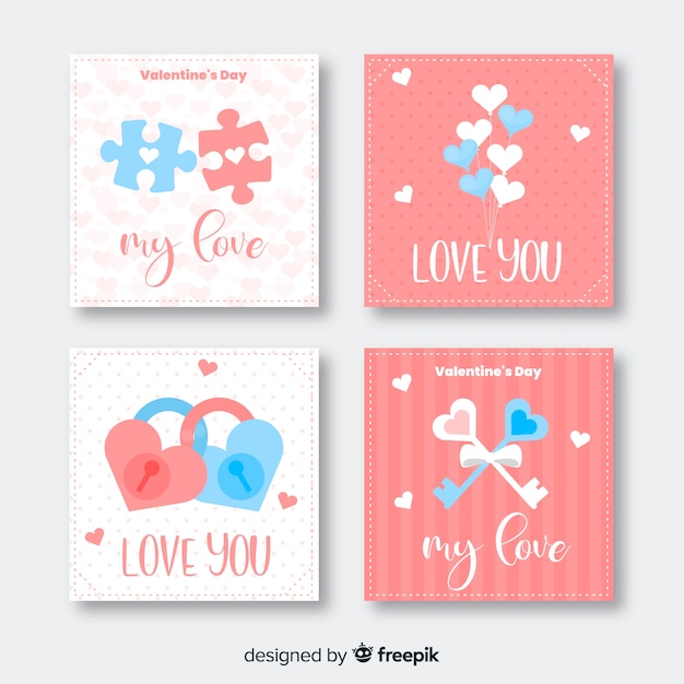 Flat valentine card collection