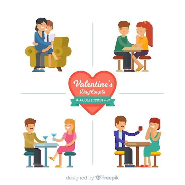 Free vector flat valentine couple collection