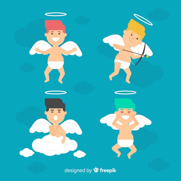 Free vector flat valentine cupid collection