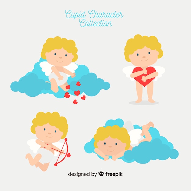 Free vector flat valentine cupid pack