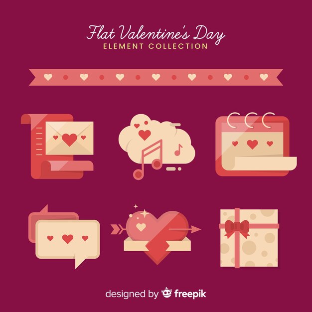 Flat valentine elements collection