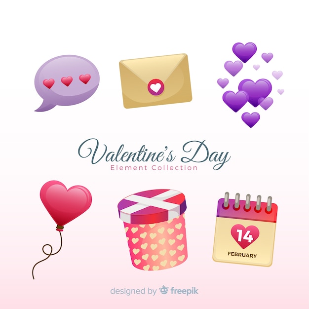 Flat valentine elements pack