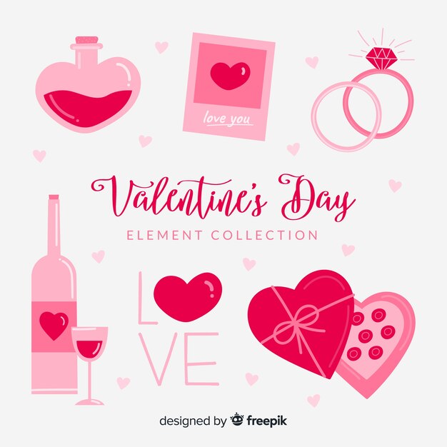 Flat valentine elements pack