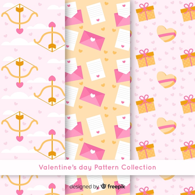 Free vector flat valentine pattern collection