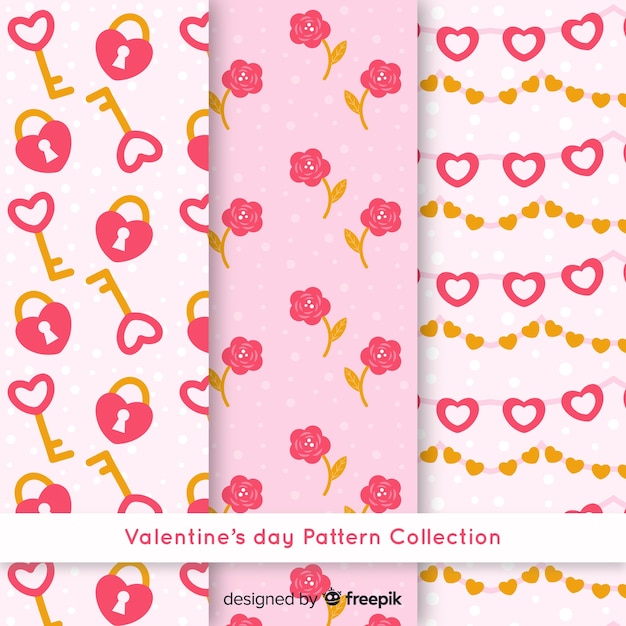 Free vector flat valentine pattern collection