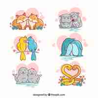 Free vector flat valentine's day animal couples collection