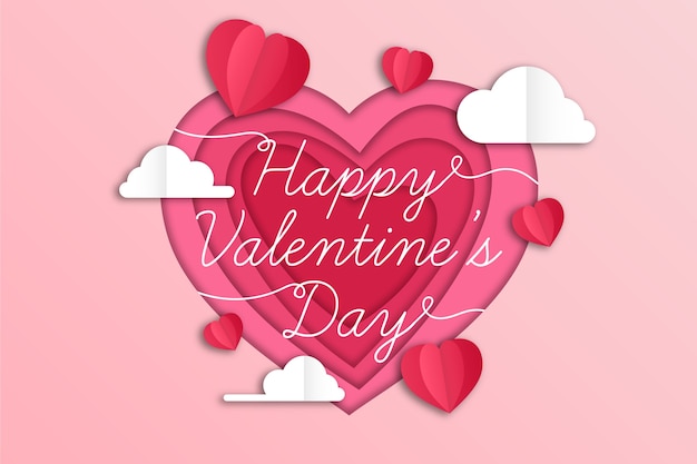 Free vector flat valentine's day background and clouds