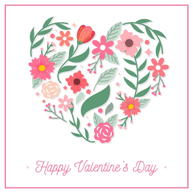 Free vector flat valentine's day background with flowers
