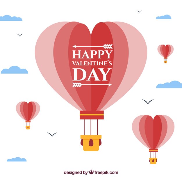 Free vector flat valentine's day background with heart baloon